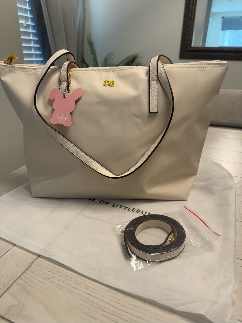House of Little Bunny Cream Nylon Tote Bag